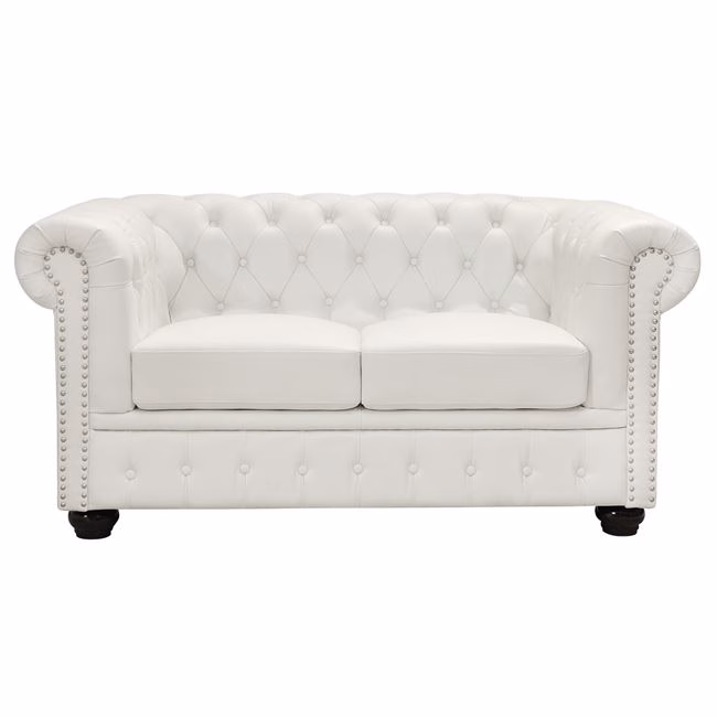 ΚΑΝΑΠΕΣ 2ΘΕΣΙΟΣ T.CHESTERFIELD HM3010.02 ΤΕΧΝΟΔΕΡΜΑ ΛΕΥΚΟ ΜΑΤ 155x90x73 εκ. - Image 3