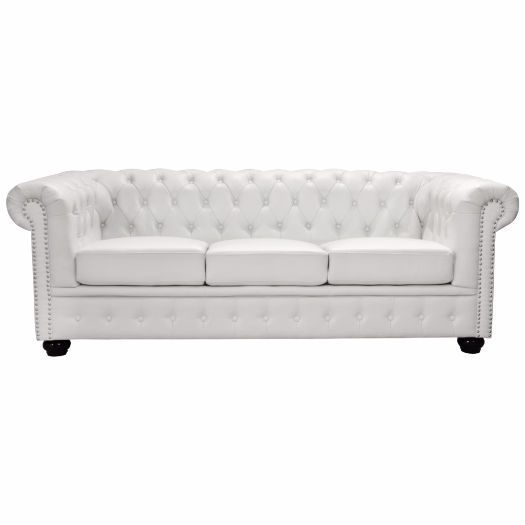 ΚΑΝΑΠΕΣ 3ΘΕΣΙΟΣ T.CHESTERFIELD HM3009.02 ΤΕΧΝΟΔΕΡΜΑ ΛΕΥΚΟ ΜΑΤ 208x90x73 εκ.