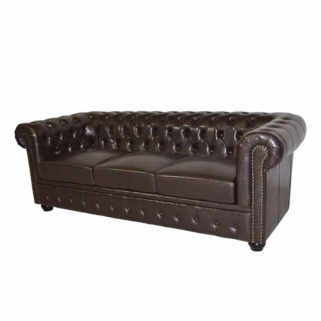 ΚΑΝΑΠΕΣ 3ΘΕΣΙΟΣ T.CHESTERFIELD HM3009.01 ΤΕΧΝΟΔΕΡΜΑ ΣΚΟΥΡΟ ΚΑΦΕ 208x90x73Υ εκ. - Image 3