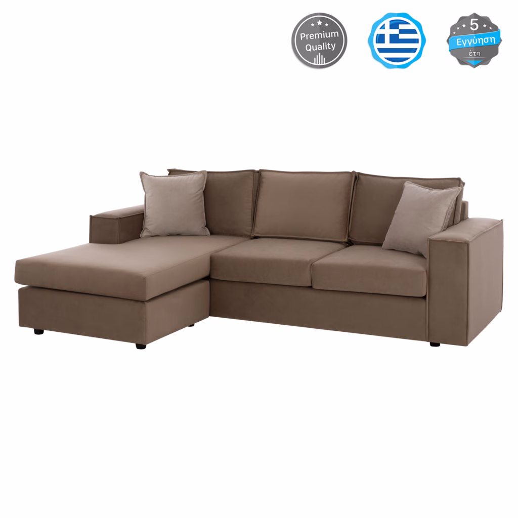 ΚΑΝΑΠΕΣ ΓΩΝΙΑ ΑΝΑΣΤΡΕΨΙΜΗ MONACO ΥΦΑΣΜΑ ΑΛΕΚΙΑΣΤΟ ΚΑΦΕ ΜΠΕΖ 240x170x86Υεκ. HM3257.03