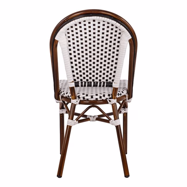 ΚΑΡΕΚΛΑ BISTRO ΑΛΟΥΜΙΝΙΟΥ BAMBOO LOOK ΜΕ ΛΕΥΚΟ-ΜΑΥΡΟ RATTAN HM5566.01 45x54x90Υεκ. - Image 6