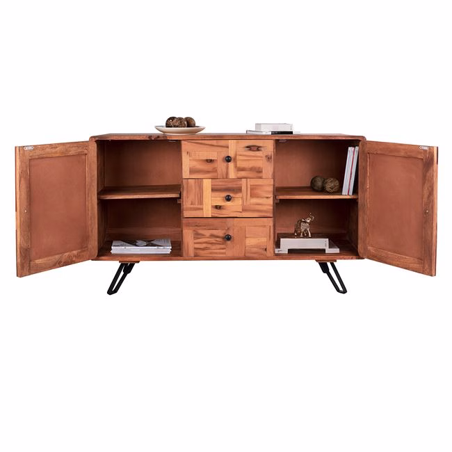 ΜΠΟΥΦΕΣ HM8382 JAIDA ΑΠΟ ΞΥΛΟ MANGO & ΜΕΤΑΛΛΙΚΑ ΠΟΔΙΑ 140Χ40Χ80ΕΚ - Image 4