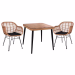 ΣΕΤ 3ΤΜΧ ALLEGRA WICKER ΜΕ ΤΡΑΠΕΖΙ 80X80Χ78Υ ΜΠΕΖ & ΜΑΥΡΟ ΧΡΩΜΑ HM10483