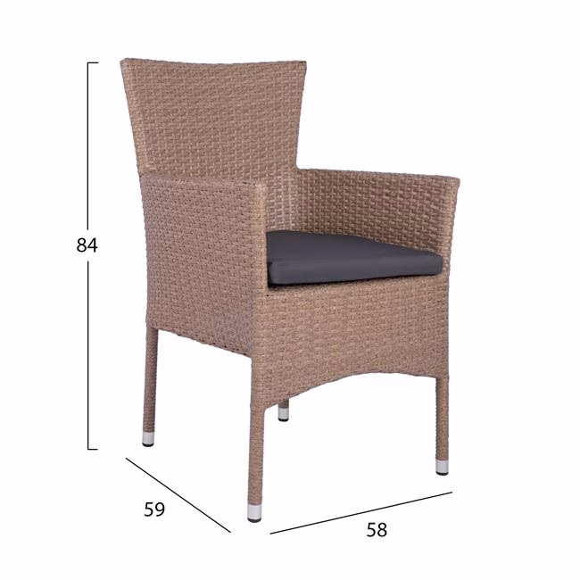 ΣΕΤ 7ΤΜΧ ΤΡΑΠΕΖΙ ΜΕΤΑΛΛΙΚΟ ΚΑΦΕ 160X90 ΜΕ 6 ΠΟΛΥΘΡΟΝΕΣ ΚΑΦΕ-ΜΟΚΑ WICKER HM10587.02 - Image 3