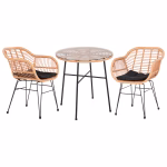 ΣΕΤ ΕΞΩΤΕΡΙΚΟΥ ΧΩΡΟΥ 3ΤΜΧ ALLEGRA HM10476 WICKER ΜΠΕΖ-ΜΕΤΑΛΛΟ ΜΑΥΡΟ