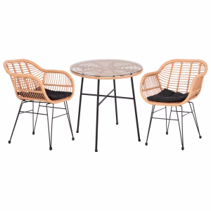 ΣΕΤ ΕΞΩΤΕΡΙΚΟΥ ΧΩΡΟΥ 3ΤΜΧ ALLEGRA HM10476 WICKER ΜΠΕΖ-ΜΕΤΑΛΛΟ ΜΑΥΡΟ