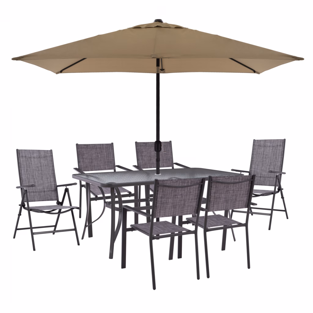 ΣΕΤ ΤΡΑΠΕΖΑΡΙΑ ΤΡΑΠΕΖΙ ΜΕ ΟΜΠΡΕΛΑ ΜΟΚΑ & ΠΟΛΥΘΡΟΝΕΣ TEXTILINE & 7ΘΕΣΕΩΝ ΓΚΡΙ HM11483