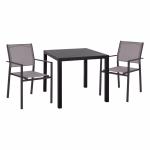 ΣΕΤ ΤΡΑΠΕΖΑΡΙΑΣ 3ΤΜΧ ΤΡΑΠΕΖΙ 80x80 & ΠΟΛΥΘΡΟΝΑ ΜΕΤΑΛΛΙΚΗ TEXTLINE ΓΚΡΙ HM11803