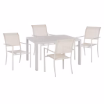 ΣΕΤ ΤΡΑΠΕΖΑΡΙΑΣ 5ΤΜΧ ΤΡΑΠΕΖΙ ΑΛΟΥΜΙΝΙΟΥ 120Χ80 & ΠΟΛΥΘΡΟΝΑ ΑΛΟΥΜΙΝΙΟΥ TEXTLINE ΛΕΥΚΟ HM11825