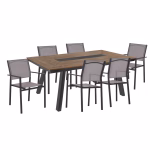 ΣΕΤ ΤΡΑΠΕΖΑΡΙΑΣ 7ΤΜΧ ΤΡΑΠΕΖΙ 200x100 & ΠΟΛΥΘΡΟΝΑ ΜΕΤΑΛΛΙΚΗ TEXTLINE ΓΚΡΙ  HM11793