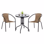 ΣΕΤ ΤΡΑΠΕΖΑΡΙΑΣ ΕΞΩΤ.ΧΩΡΟΥ CAMEL 3ΤΜΧ ΜΑΥΡΟ ΜΕΤΑΛΛΟ-RATTAN ΦΥΣΙΚΟ ΗΜ11866.03