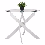 ΤΡΑΠΕΖΙ ΚΟΥΖΙΝΑΣ ΣΤΡΟΓΓΥΛΟ ΜΕΤΑΛ. JAFARU ΛΕΥΚΟ-ΓΥΑΛΙ ΑΣΦΑΛΕΙΑΣ Φ90X75Yεκ.HM8499.03