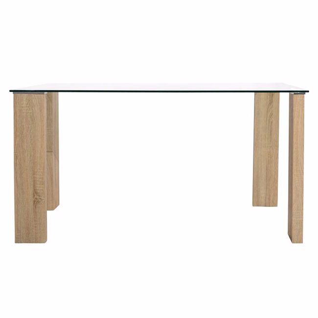 ΤΡΑΠΕΖΙ MORGAN 140Χ80Χ75ΕΚ HM0083.01 ΓΥΑΛΙΝΟ ΜΕ ΞΥΛΙΝΑ ΠΟΔΙΑ - Image 3