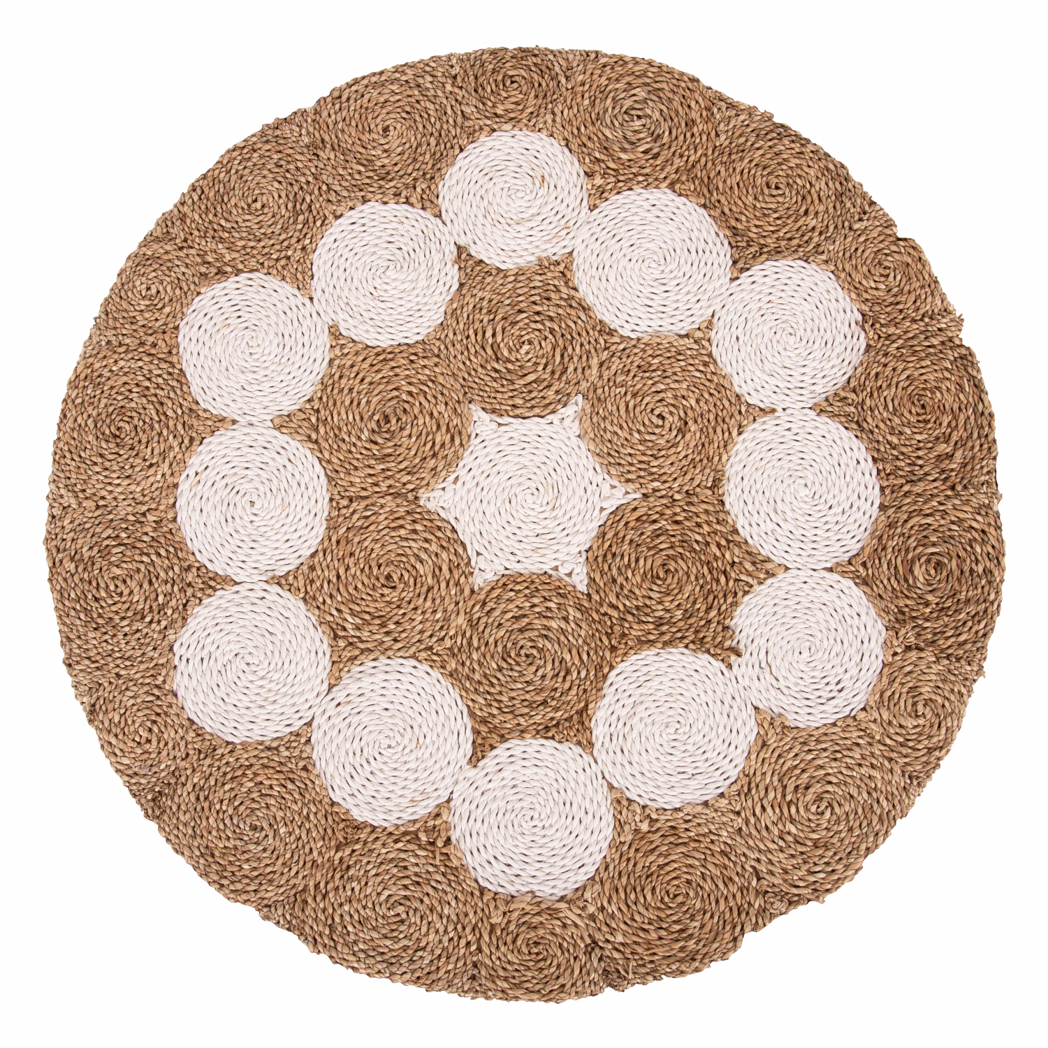 ΤΡΑΠΕΖΙ ΣΑΛΟΝΙΟΥ HM7825 ΞΥΛΟ ΤΕΑΚ ΚΑΙ SEAGRASS ΣΕ ΦΥΣΙΚΟ & ΛΕΥΚΟ Φ81x45Υεκ. - Image 6