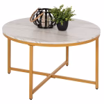 ΤΡΑΠΕΖΙ ΣΑΛΟΝΙΟΥ HM9420.01 WHITE MARBLE ΜΕΛΑΜΙΝΗ-ΧΡΥΣΗ ΜΕΤΑΛΛΙΚΗ ΒΑΣΗ Φ80x48,5Yεκ.